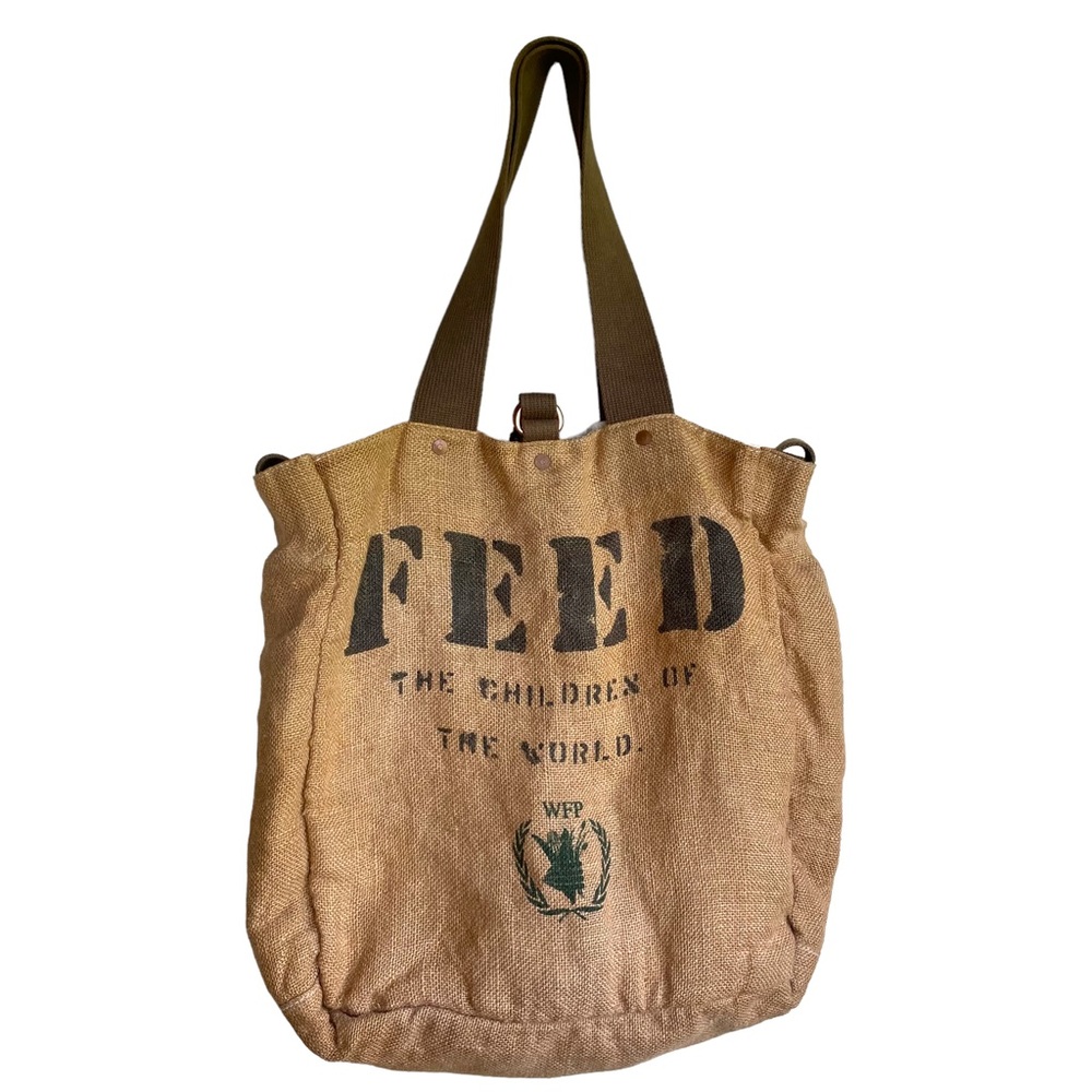 Feed Burlap Tote Bag Reversible With Canvas Straps - image 1